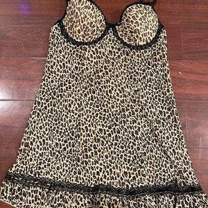 Rampage Animal Print Chemise with Black Lace